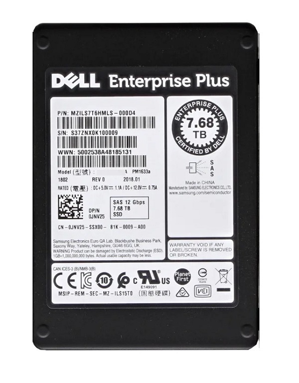 Samsung PM1633a MZILS7T6HMLS-000D4 - SSD - 7.68 TB - SAS 12Gb/s - Dell OEM Refurbished