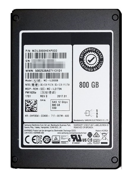 Samsung PM1635a MZILS800HEHP0D3 - SSD - 800 GB - SAS 12Gb/s - Dell OEM Refurbished