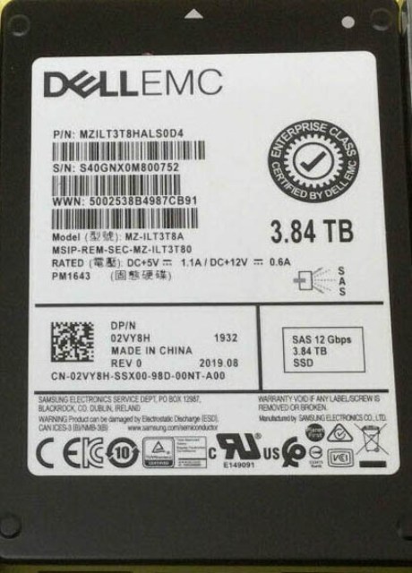 Samsung MZILT3T8HALS0D4 PM1643 3.84TB SAS 12Gbps 2.5inch Ssd Dell Oem