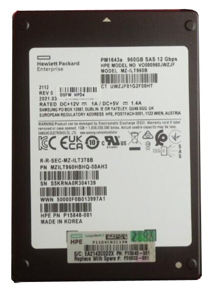 Samsung PM1643a MZILT960HBHQ-00AH3 - SSD - 960 GB - SAS 12Gb/s - HPE OEM Brand New