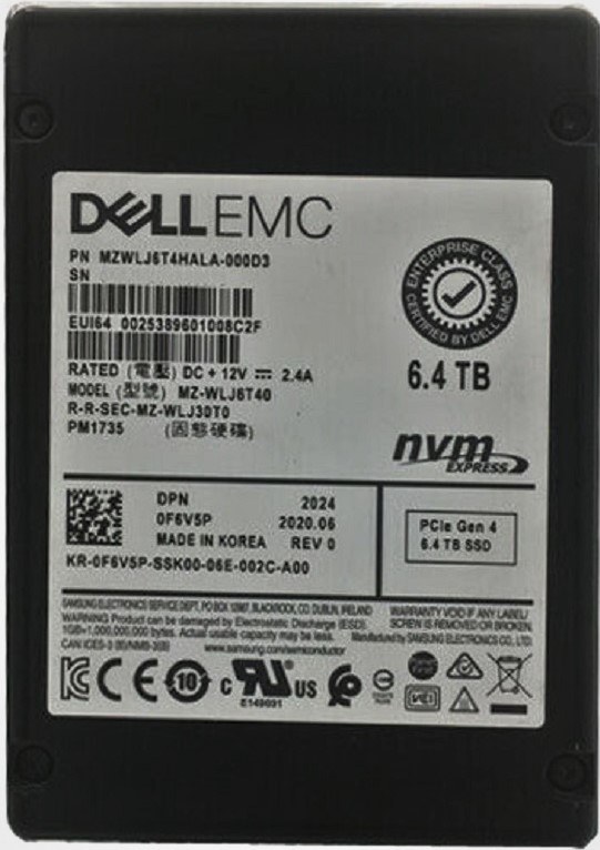 Samsung PM1735 MZWLJ6T4HALA-000D3 - SSD - 6.4 TB - PCIe 4.0 x8 (NVMe) - DELL OEM Refurbished