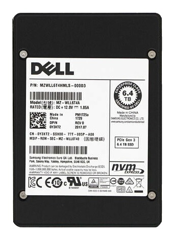 Samsung PM1725a MZWLL6T4HMLS-000D3 - SSD - 6.4 TB - PCIe 3.0 X4 (NVMe) - DELL OEM Refurbished