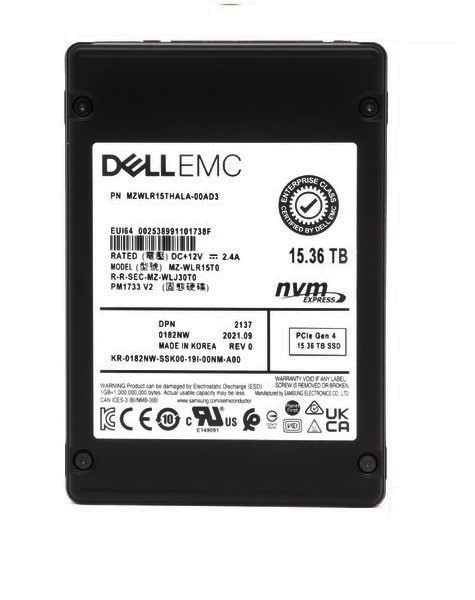 Samsung PM1733 MZWLR15THALA-00AD3 - SSD - 15.36 TB - PCIe 4.0 x4 (NVMe) - DELL OEM Brand New