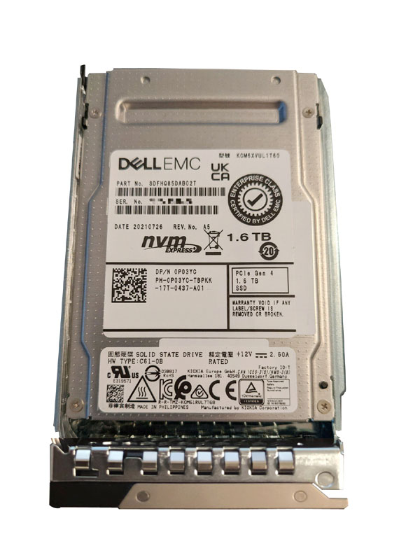 Dell P03YC 1.6TB PCIe NVMe 2.5-Inch U.2 Mixed Use TLC SSD