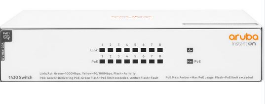 HPE R8R46-61001 Aruba Instant On 1430 8G Class4 PoE 64W Switch 8 Ports