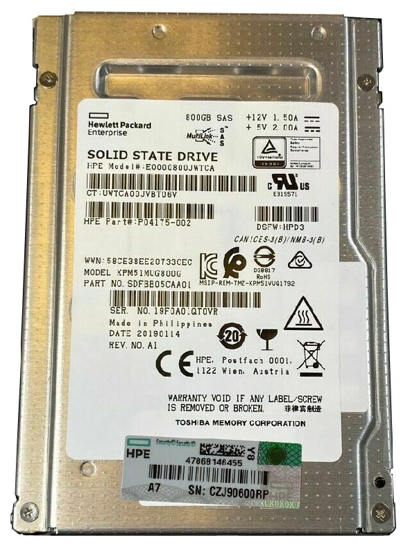 Kioxia PM5 SDFBB05CAA01 - SSD - 800 GB - SAS 12Gb/s - HPE OEM Refurbished