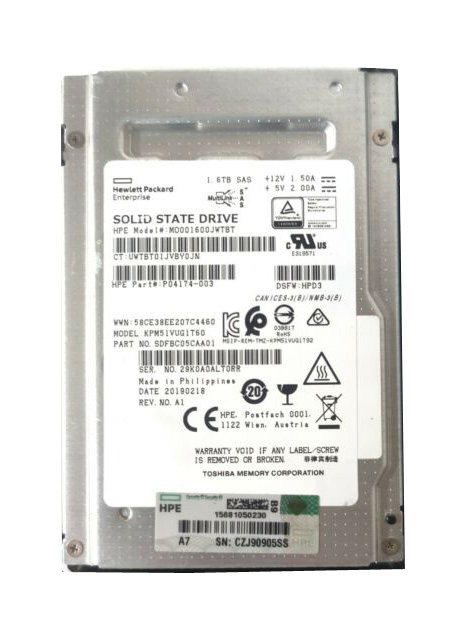 Kioxia PM5 SDFBC05CAA01 Mixed Use - SSD - 1.6 TB - SAS 12Gb/s - HPE OEM Refurbished