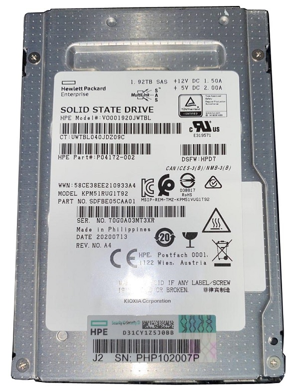 Kioxia PM5 SDFBE05CAA01 - SSD - 1.92 TB - SAS 12Gb/s - HPE OEM Brand New