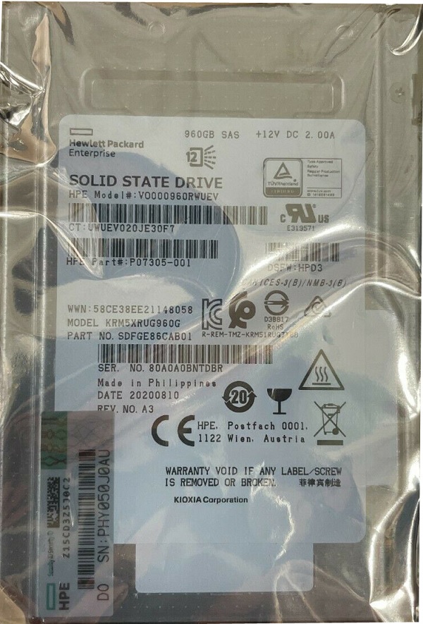 Kioxia RM5 SDFGE86CAB01 - SSD - 960 GB - SAS 12Gb/s - HPE OEM Brand New