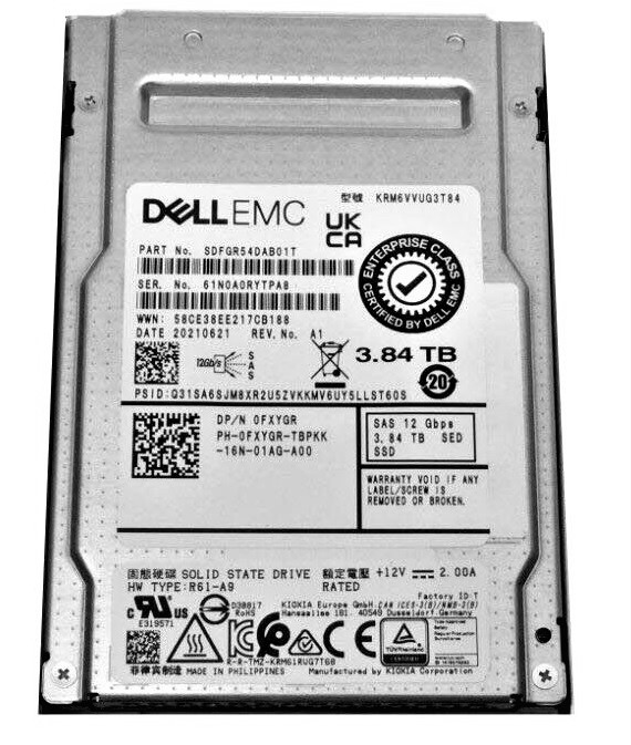 Kioxia RM6 SDFGR54DAB01T - SSD - 3.84 TB - SAS 12Gb/s - DELL OEM Refurbished