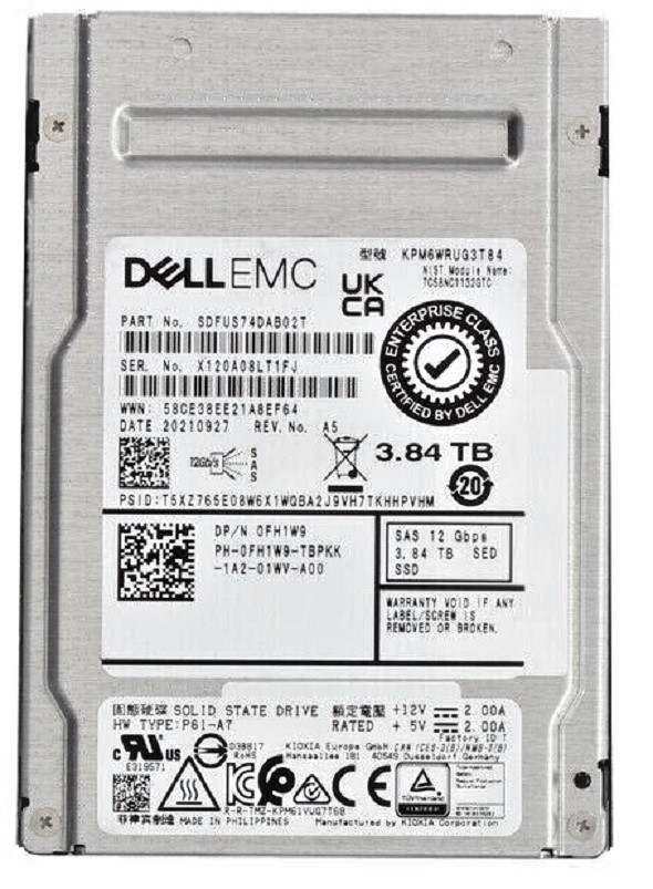 Kioxia PM6-R SDFUS74DAB02T - SSD - 3.84 TB - SAS 12Gb/s - DELL OEM Refurbished