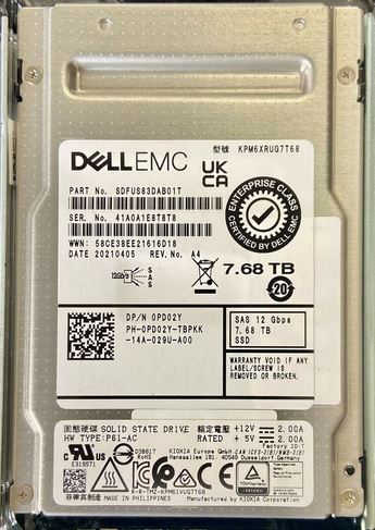 Toshiba SDFUS83DAB01T 7.68TB SAS 12Gbps 512e 2.5" PM6-R Series SSD.Brand New Dell OEM