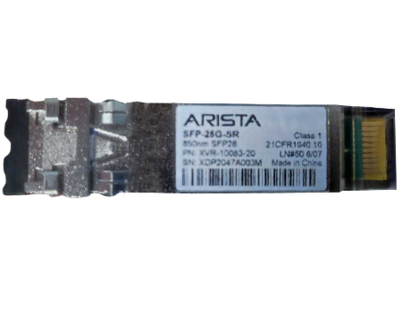 Arista SFP-25G-SR 25GBASE-SR SFP Transceiver, up to 70m over OM3 MMF or 100m over OM4 MMF