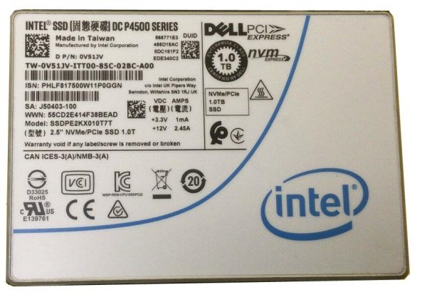 Intel DC P4500 SSDPE2KX010T7T - SSD - 1 TB - PCIe 3.1 x4 (NVMe) - DELL OEM Refurbished