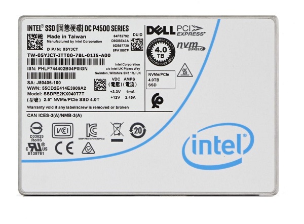 Intel DC P4500 SSDPE2KX040T7T - SSD - 4 TB - PCIe 3.1 x4 (NVMe) - DELL OEM Refurbished