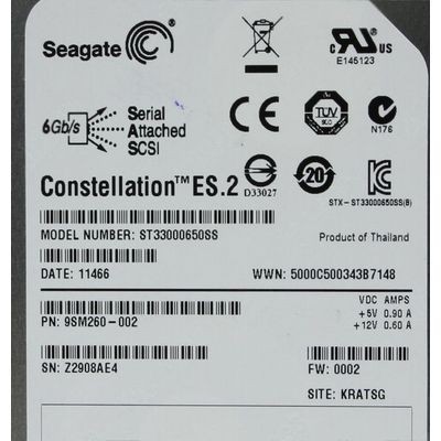 Seagate Constellation ST33000650SS 3TB 7200RPM SAS 6Gb/s 3.5" REF HDD