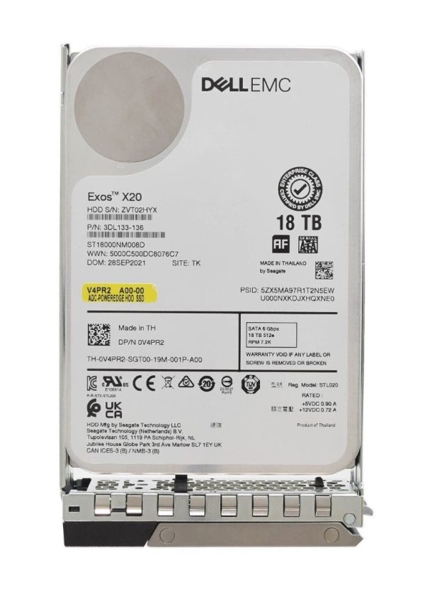 Dell Emc V4PR2 18TB 7.2K RPM SATA 6Gbps 512e 3.5inch Hot-plug Hard Drive with 14G kit
