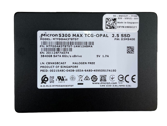 Dell W6G21 3.84TB SATA-6Gbps 2.5inch TCG-OPAL SSD