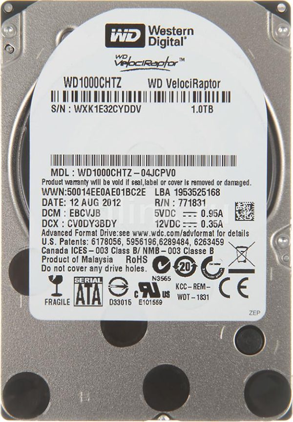 WD VelociRaptor WD1000CHTZ 1TB 10K RPM SATA 6Gb/s 2.5" Ref HDD